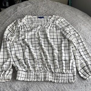 Apt. 9 Black and White Grid Blouse
